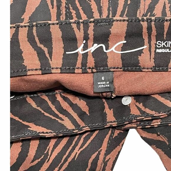 INC Tiger Print Skinny Leg Jeans‎ Brown Size 4 - Picture 11 of 12